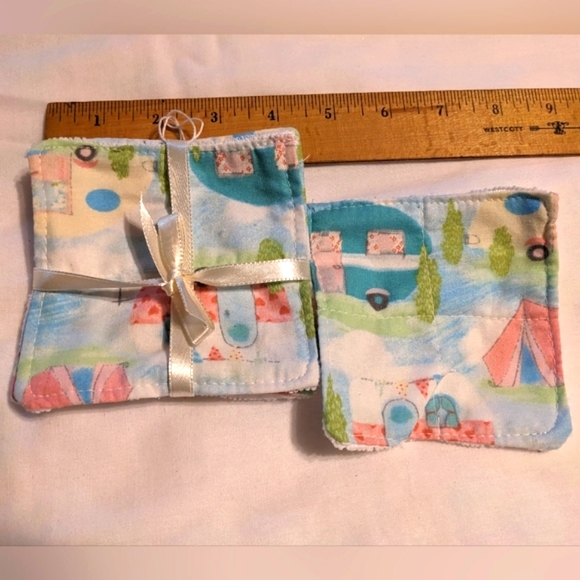 3 Microfiber Makeup Removers Handmade Hand Crafted Camper Camping - Picture 1 of 4